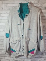 Vintage Reverse Full Zip Colorful Windbreaker Jacket Womens 22/24 Plus 8... - $42.99