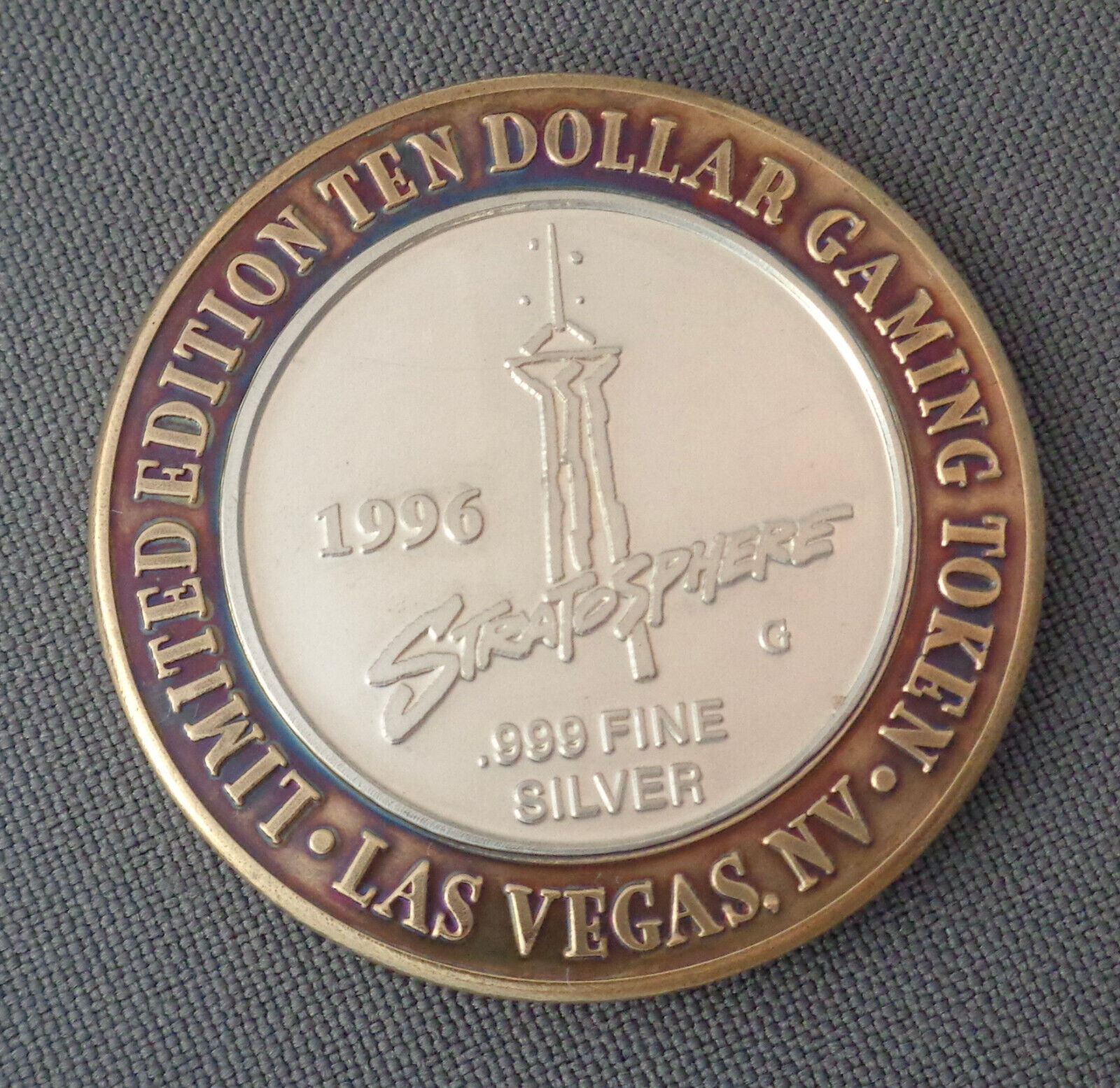1996 Stratosphere 999 Fine Silver $10 Gaming Token Top of the World Las Vegas NV - £35.65 GBP