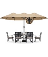 15FT Patio Umbrella with Base Outdoor Double-Sided Rectangle Poolside La... - $2,952.38 MXN