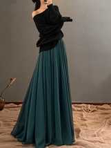 DEEP GREEN Floor Length Chiffon Skirt Summer Beach Chiffon Maxi Skirts Plus Size image 7
