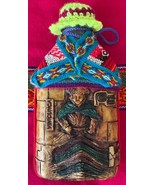 Peru Cusco Faux Leather Fabric Wrap With Hat Plastic Bottle Size 6.5" Empty - $9.98