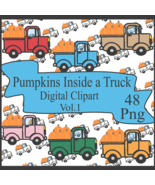 Pumpkins Inside a Truck Digital Clipart Vol.1 - $93.73 MXN