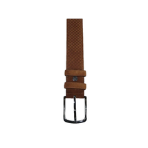 Men Genuine Basket weave Suede Soft Leather Belt PIERO ROSSI Turkey #1002 Cognac image 2
