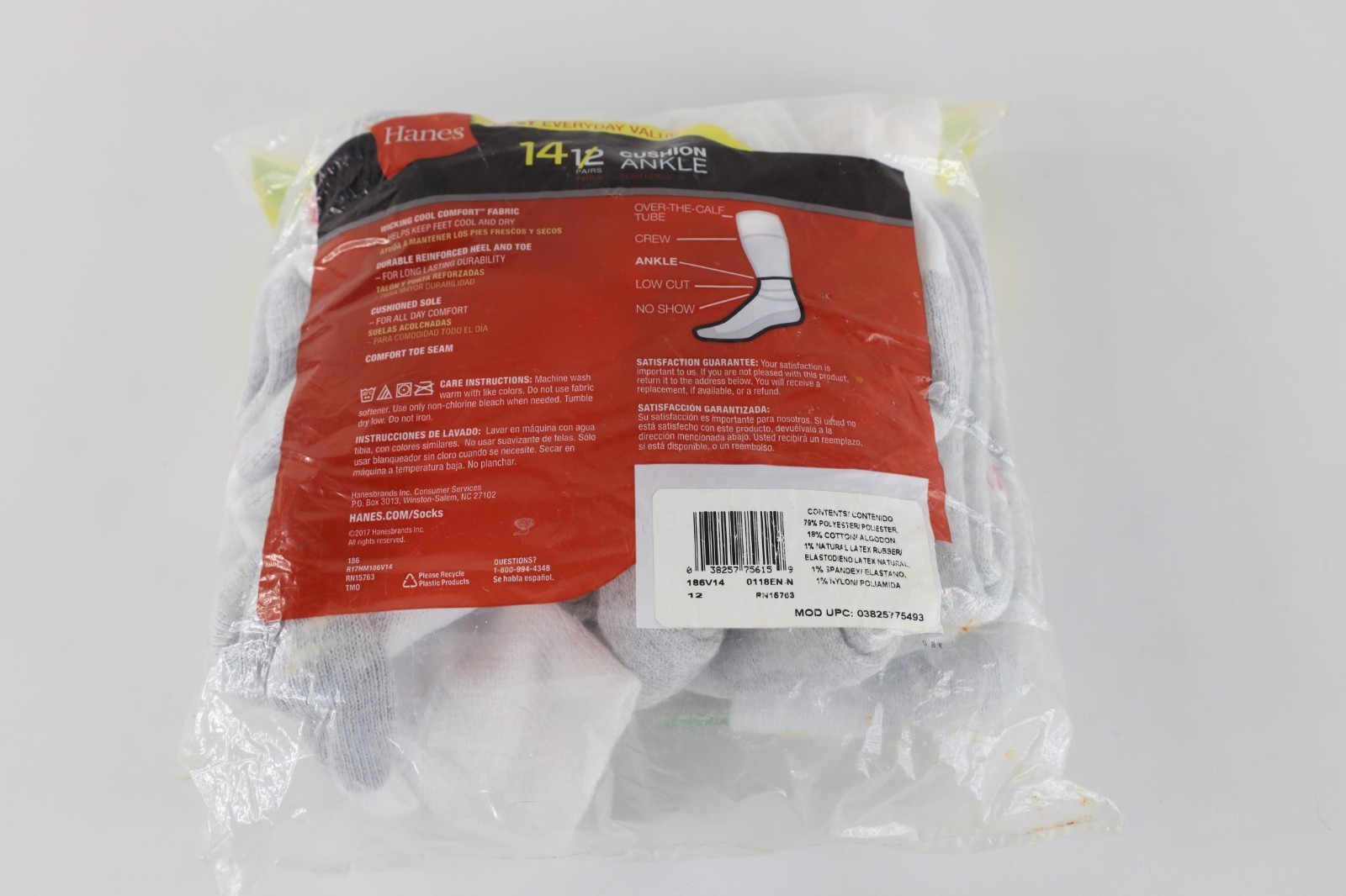 Deadstock Vintage Y2K Hanes Adult Shoe 6-12 Pack of 9 Ankle Socks White Item image 4