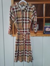 Mlle Gabrielle Dress Designer Plaid 3/4 Sleeve 1/2 Zip Front Dress NWT S... - £23.23 GBP