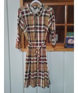 Mlle Gabrielle Dress Designer Plaid 3/4 Sleeve 1/2 Zip Front Dress NWT S... - £23.25 GBP