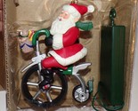 Vintage 1998 AVON Cycling Santa Musical Ornament 6.5&quot; - £23.44 GBP