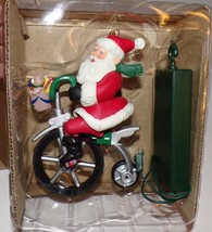 Vintage 1998 AVON Cycling Santa Musical Ornament 6.5&quot; - £23.77 GBP