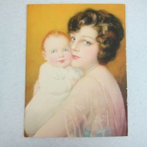 Vintage 1930s Mother &amp; Baby Art Calendar Print GP 211 Gold Yellow Nursery Art - £23.46 GBP