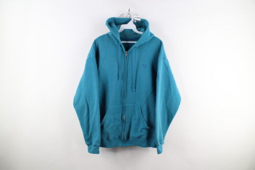Primary image for Vtg 90s USA Olympics Mens Large Faded Blank Full Zip Hoodie Sweatshirt Blue USA