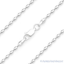Solid Italy 925 Sterling Silver w/ Rhodium Oval Bead Link Italian Chain Necklace - £10.92 GBP+