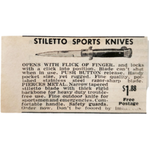 1966 Stiletto Sports Knife Advertisement Vintage Pocket Knives Weapons D... - $19.99