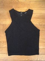 * Forever 21 XXI Womens fancy black zip up cropped top size small - £6.25 GBP