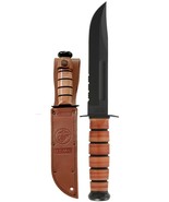 Ka-Bar USMC Fighter Plain 1095 Carbon Steel Black Fixed Knife w/ Sheath ... - $122.99