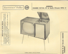 1956 Admiral 20Y4HF Television Tv Photofact Manual L23B6 L23B7 Radio Phono Combo - $9.89