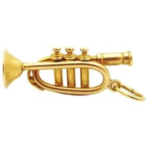 Wonderful Vintage 14K Gold 3D Walter Lampl Trumpet Charm Pendant 1940s - $229.00