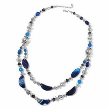 Blue Agate, Multi Gemstone Silvertone Drape Necklace (33 in) TGW 500cts.... - $13.29