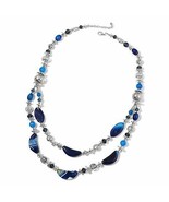 Blue Agate, Multi Gemstone Silvertone Drape Necklace (33 in) TGW 500cts.... - £10.61 GBP