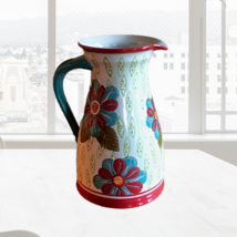 Dutch Wax Ceramic Floral Water Pitcher Vase Artistic Accents - £19.66 GBP
