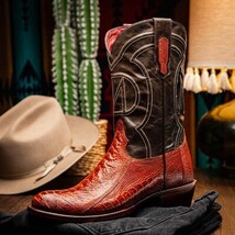 DENVER Genuine Ostrich Leg Skin Cowboy Boot from the Western Collection Cognac image 4