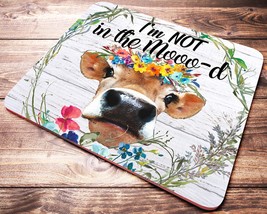 Funny Cow Mouse Pad, Office Desk Accessories, I&#39;m Not In The Mooo-d, Cow Gifts f - £11.21 GBP