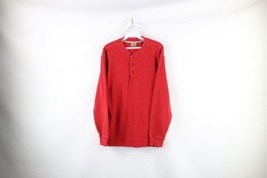 Vtg LL Bean Mens S Distressed Thermal Waffle Knit Long Sleeve Henley T-Shirt Red - £31.49 GBP