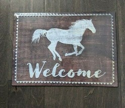 14&quot; Open Roads WELCOME White Horse home classic USA STEEL plate display ... - $48.51