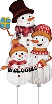 Adorable Mr and Mrs Snowman Family Christmas Yard Stake Holiday Outdoor Decor - £26.69 GBP