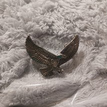 Eagle Pin 1.75&quot; Brooch Silver Tone Detailed Wings Lapel Hat Biker Patriotic USA - $17.82