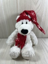 Princess Soft Toys white plush teddy polar bear red snowflake winter hat... - $13.50