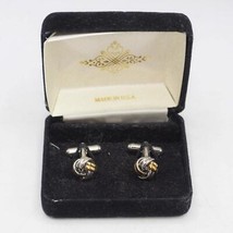 Cufflink Set Mens Mid Century Design Gold Silver Tone Knot - £11.16 GBP