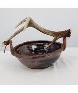 Antler Handle Porcelain Bowl Cabin Mancave Rustic Decor 12&quot; wide 9&quot; tall... - $38.70