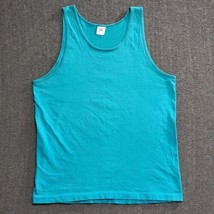 VTG 90s Blank Fruit Of The Loom Tank Top Mens Size Large Single Stitch Aqua Hole - £8.31 GBP