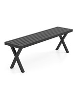 Patio Metal Bench with Slatted Seat and X Legs - Color: Black - $154.99