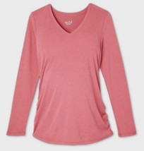 Maternity Long Sleeve V Neck Side Shirred T Shirt Dark Pink M Ingrid &amp; Isabel - £7.01 GBP