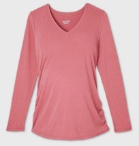 Maternity Long Sleeve V Neck Side Shirred T Shirt Dark Pink M Ingrid &amp; Isabel - £6.78 GBP