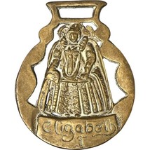 Vintage Queen Elizabeth I Horse Brass Medallion Royal Memorabilia 20th Century - £10.97 GBP