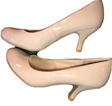 Jellypop Nude Patent Leather Wedge Heel Shoes 8.5 - £14.15 GBP