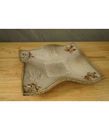 Studio Art Pottery Fall Maple Leaf Crackle Glaze Candle Console Table Tray - £27.41 GBP
