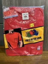 VTG NOS Fruit Of The Loom Pocket T Red Small 1991 New In Package - £12.53 GBP