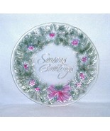 Indiana Glass Rainbow Mist &quot;Season&#39;s Greetings&quot; Wreath Platter 13 1/2&quot; #... - £7.85 GBP