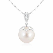 ANGARA 11mm Freshwater Pearl Pendant Necklace with Inverted Bale in Silver - £180.94 GBP+