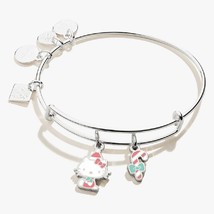 New Alex And Ani Hello Kitty Holiday Duo Charm Bangle Bracelet Shiny Silver Nib - £27.53 GBP