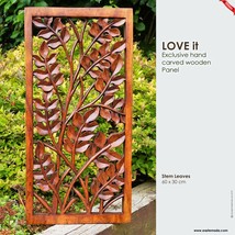 Hand Carved Teakwood Wall Decoration Art Sculpture Panel Headboard Nature Plants - £156.75 GBP