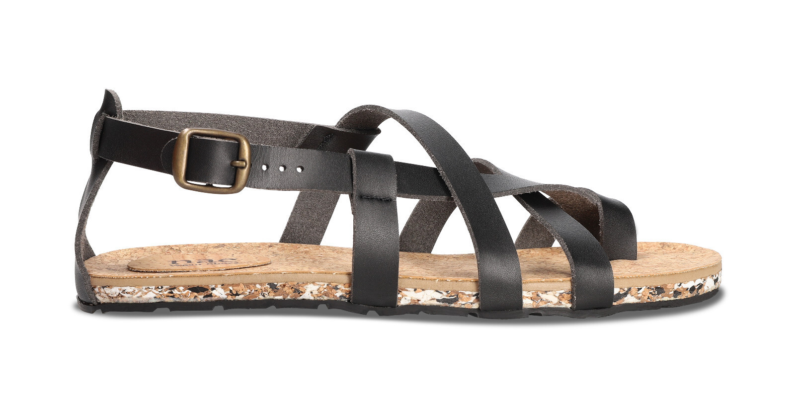 Vegan sandal ankle strap buckle slingback flat backless cushioned sole g... - $57.00