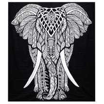 Black &amp; White Double Bed Spread / Wall Art - Elephant - £16.31 GBP