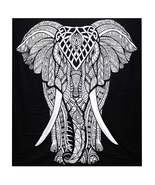 Black &amp; White Double Bed Spread / Wall Art - Elephant - £16.31 GBP