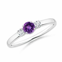 ANGARA Classic Amethyst and Diamond Three Stone Engagement Ring - £680.71 GBP