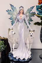 Large 23&quot; Tall Blizzard Frost Flake Fairy With Two Snow Wolves Statue Fi... - £131.40 GBP