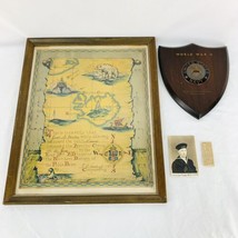 WWII US Navy Arctic Circle Certificate Plaque Picture USS Laramie AO-16 1944 Lot - £128.62 GBP